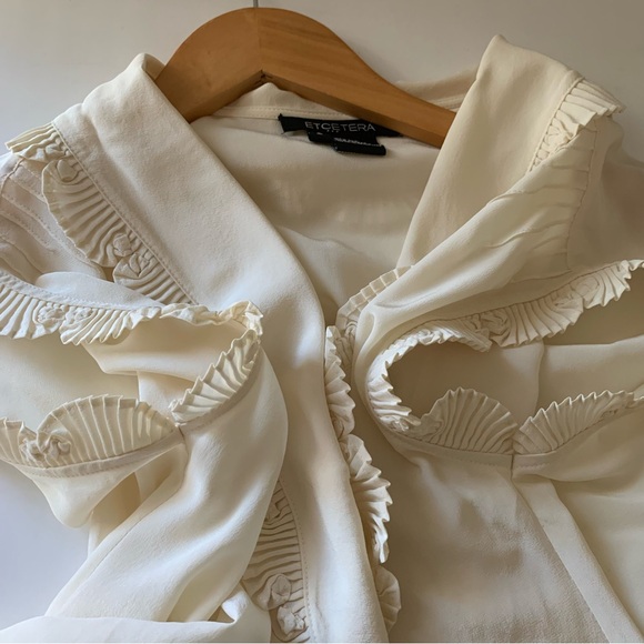 Etcetera Silk Ivory Cream V-Neck Wrap Blouse, 6 - Picture 11 of 14